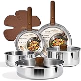 CAROTE 13 PCS Tri-Ply Stainless Steel Cookware Set with Detachable Handle, Pots and Pans Set, Induction Kitchen Cooking Sets,