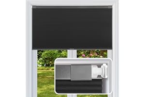 FabuBlinds Cordless Cellular Shades, No Drill No Tools Honeycomb Window Blinds, Blackout Light Blocking Cellular Shades for Window, Thermal Insulation Blinds, Easy to Install, Black 34" W x 48" H