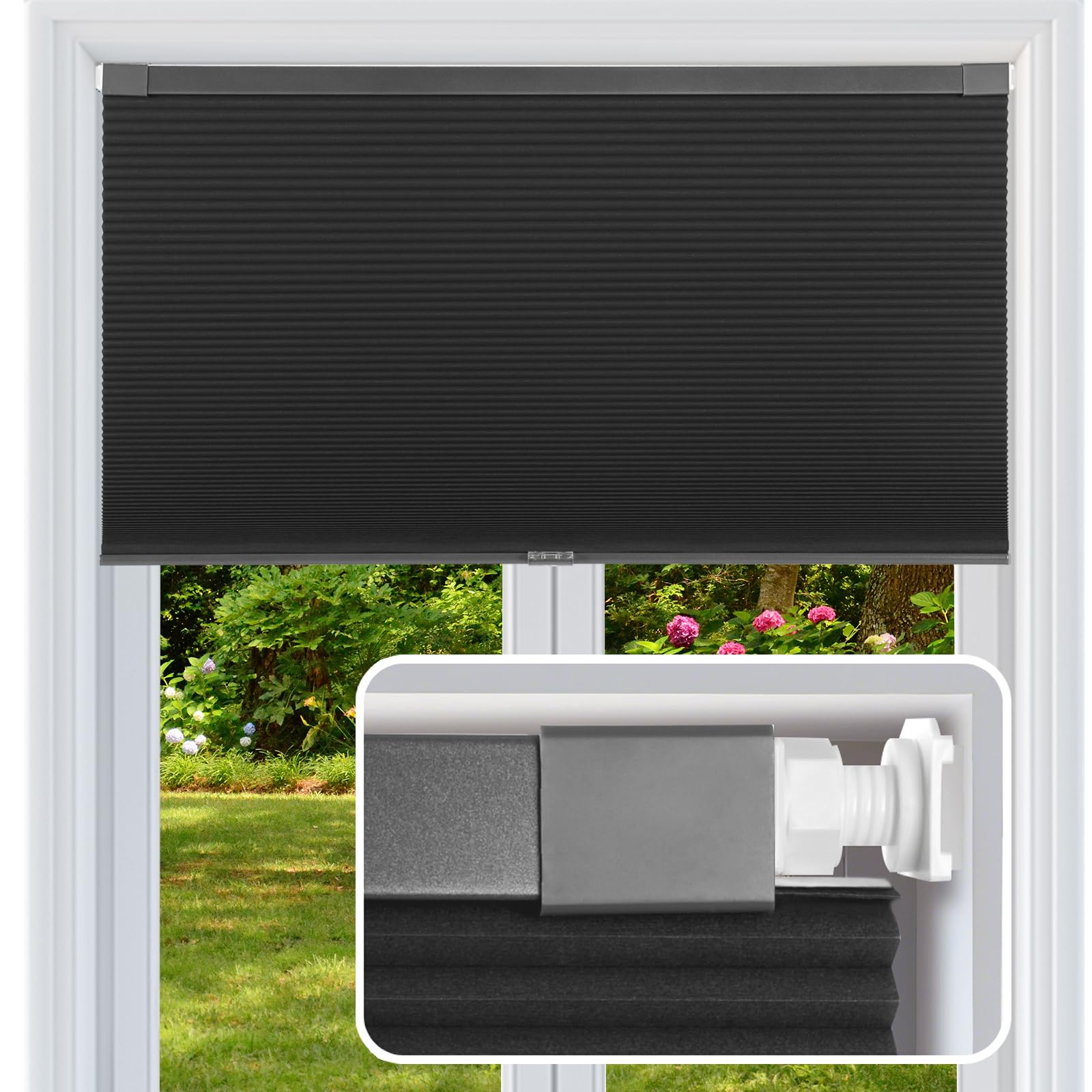 fabublinds cordless cellular shades, no drill no tools honeycomb window blinds, blackout light block
