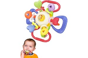 Infinno Baby Teething & Rattle Toy with Pull Ring – Safe, Multi-Functional BPA-Free Silicone Toy for Babies 0-12 Months – Vib