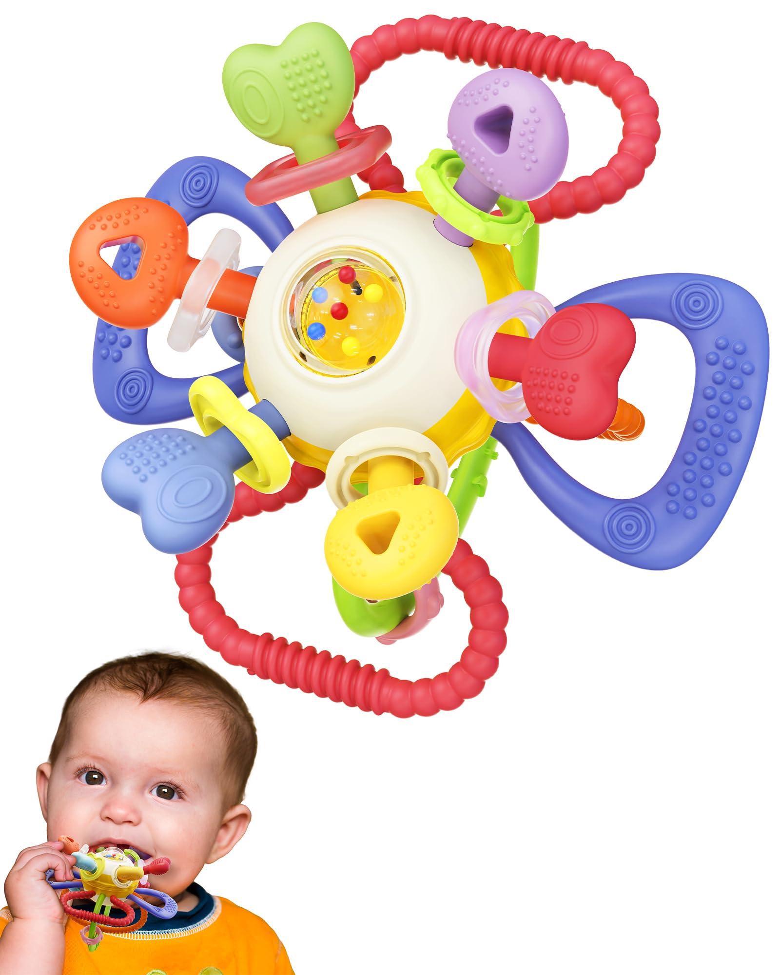 Photo 1 of Baby Montessori Sensory Teething Toy – Safe, Multi-Functional BPA-Free Silicone Teether Toy for Babies 0-12 Months – Vibrant Rattle for Teething Relief & Fun Play – Perfect Baby Toys for Boys & Girls