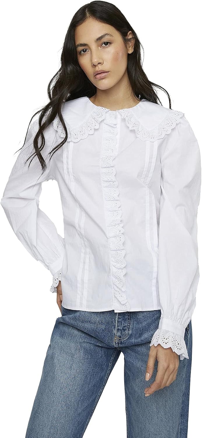 Glamorous White Statement Collar Long Sleeve Shirt Amazon.co.uk