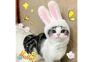 BWOGUE Cute Costume Bunny Rabbit Hat with Ears for Cats & Small Dogs Party Costume Halloween Accessory Headwear