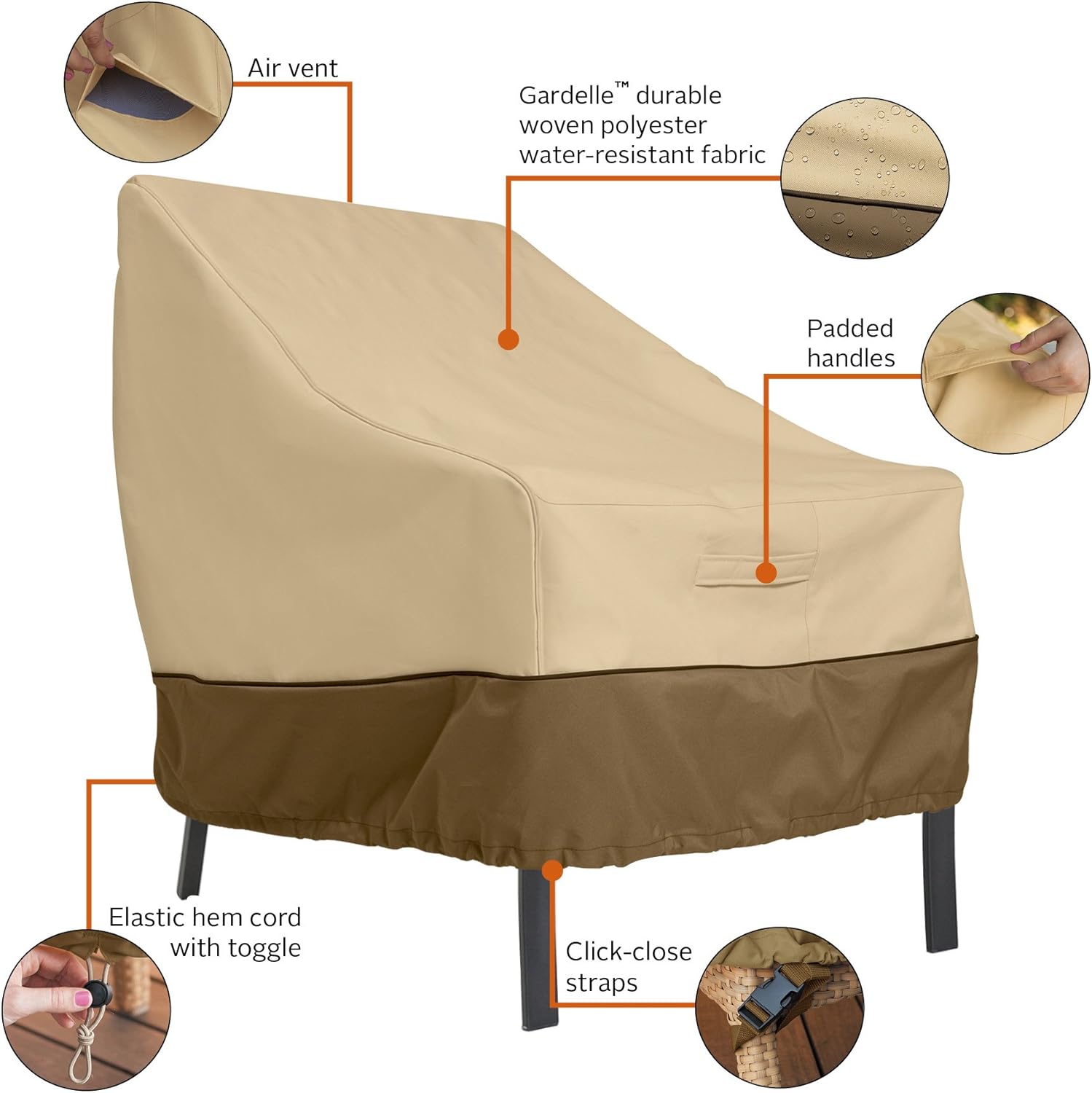 Classic Accessories Veranda Water-Resistant 38 Inch Patio Lounge Chair Cover : Veranda Furniture Covers : Garden & Outdoor