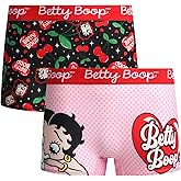 COCO BRANDS Betty Boop Womens Boyshorts Underwear - 2 Pack Seamless Soft Boy Shorts Boxers for Women with Elastic Waistband
