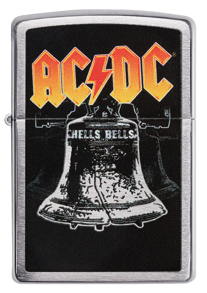 Zippo Windproof Lighter - AC/DC Hells Bells - Street Chrome Finish with Colour Image - Refillable - Reusable - Windproof Design - Gift Box - Metal - Made in USA