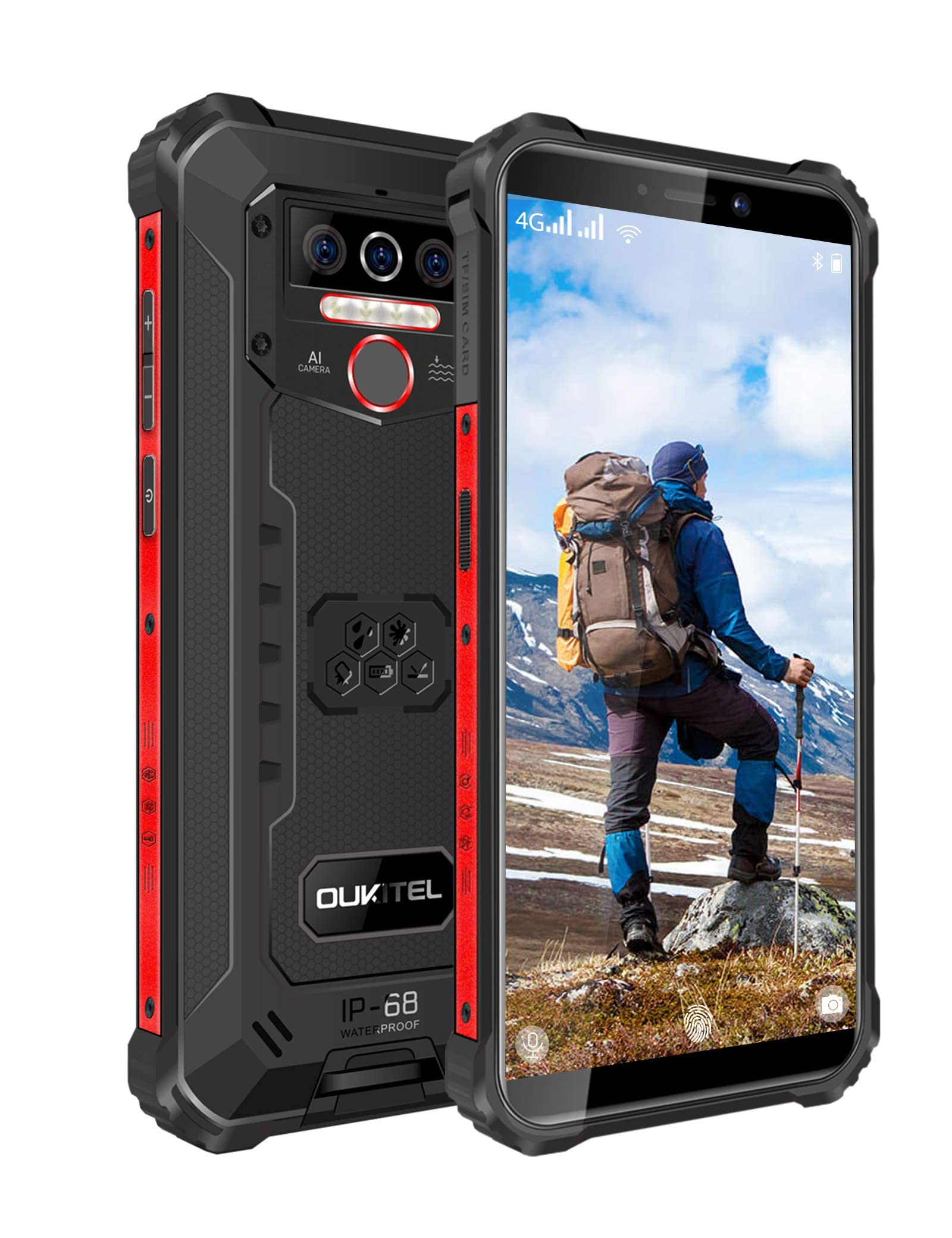 OUKITEL WP5 Pro (2021) Rugged Smartphone, 8000mAh Battery 4GB +64GB Android 10 Unlocked Cell Phones IP68 Waterproof 4G LTE Dual SIM Triple Camera 5.5 HD+ Global Version Face ID Fingerprint GPS