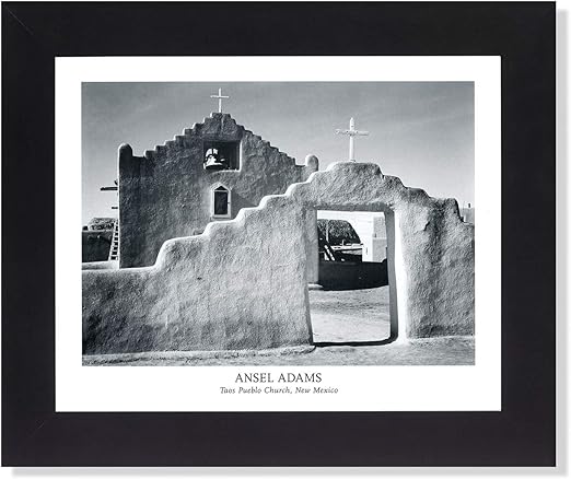 Amazon Com Ansel Adams Taos Church B W Photo Wall Picture Framed Art Print Posters Prints