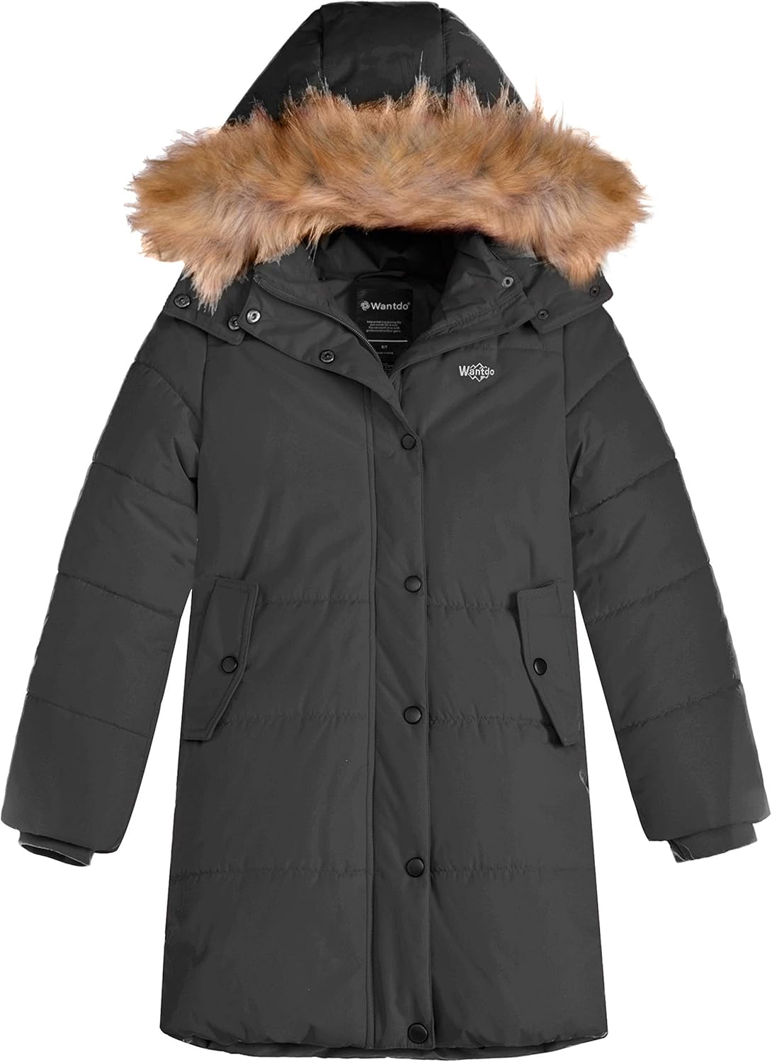 Wantdo Girl's Water-Resistant Winter Coat Thicken Fleece Lined Puffer Jacket Hooded Parka: Clothing