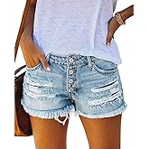 Dwnipkq Women’s Ripped Mid Rise Denim Shorts Stretchy Casual Raw Hem Summer hot Jean Shorts