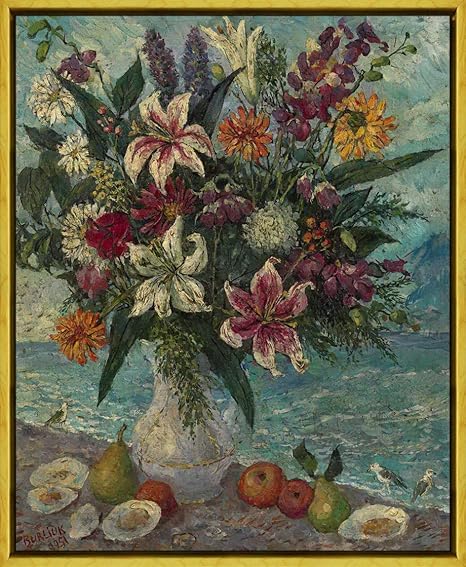 Amazon Co Jp David Burliuk フレーム ジクレー キャンバスに印刷 有名な絵画 美術品 ポスター 再生 壁の装飾 ハングする準備ができて 花と花瓶 Xlk ホーム キッチン