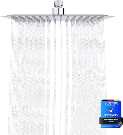 Ibergrif M20292 8 Inch Square Rain Shower Head 304 Stainless Steel Ultra Thin