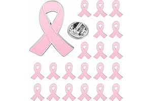 TICHSO 25/50/100PCS Breast Cancer Awareness Lapel Pins Pink Hope Ribbon Brooch for Women Girls, Charity Public and Social Event