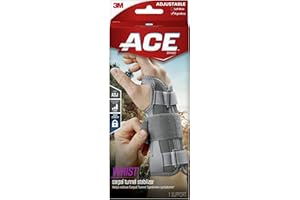 ACE Brand Carpal Tunnel Wrist Stabilizer, Wrist Support for Carpal Tunnel, Adjustable Wrist Brace with Memory Foam Palm, One Size Fits Most