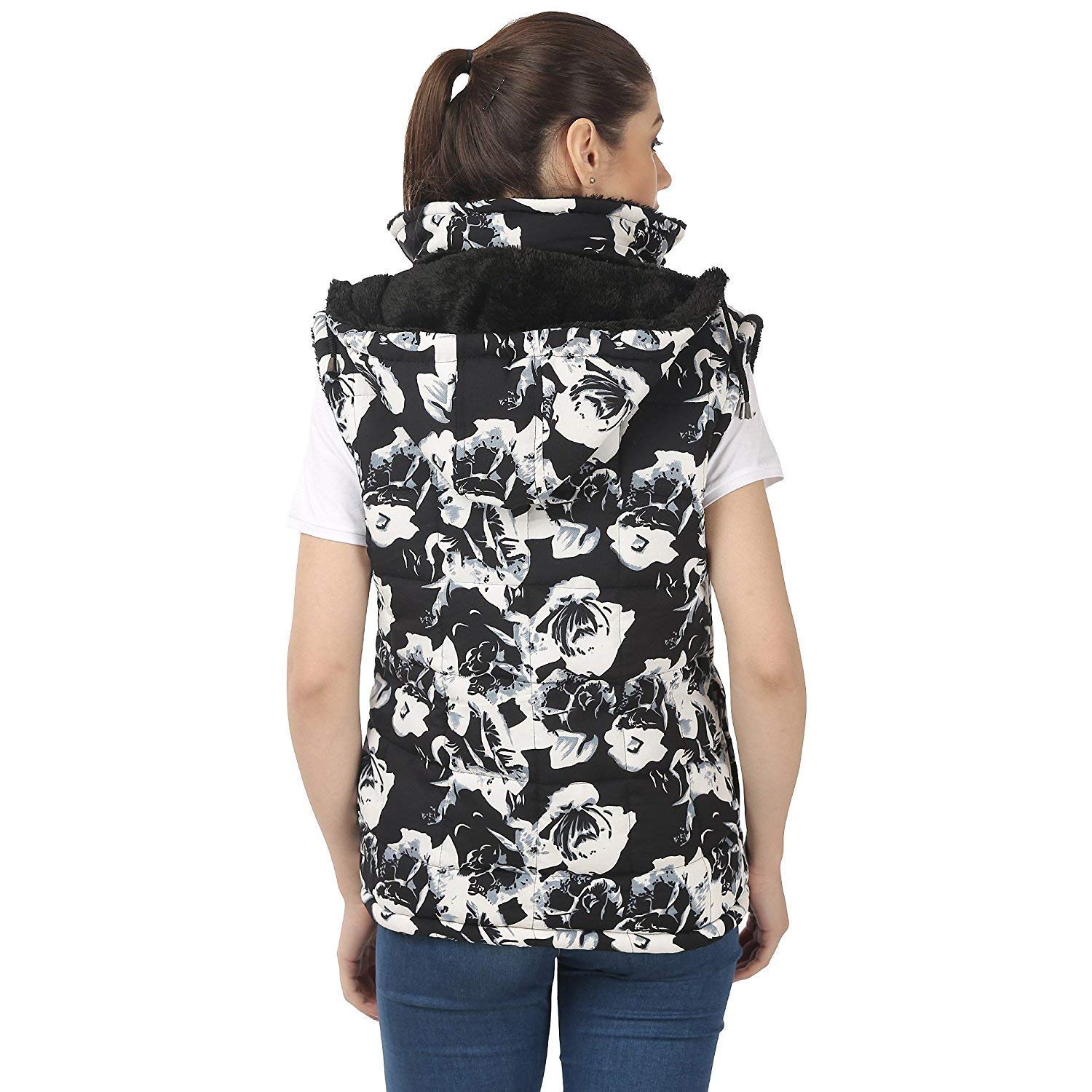 my swag women's winter sleeveless hooded jacket