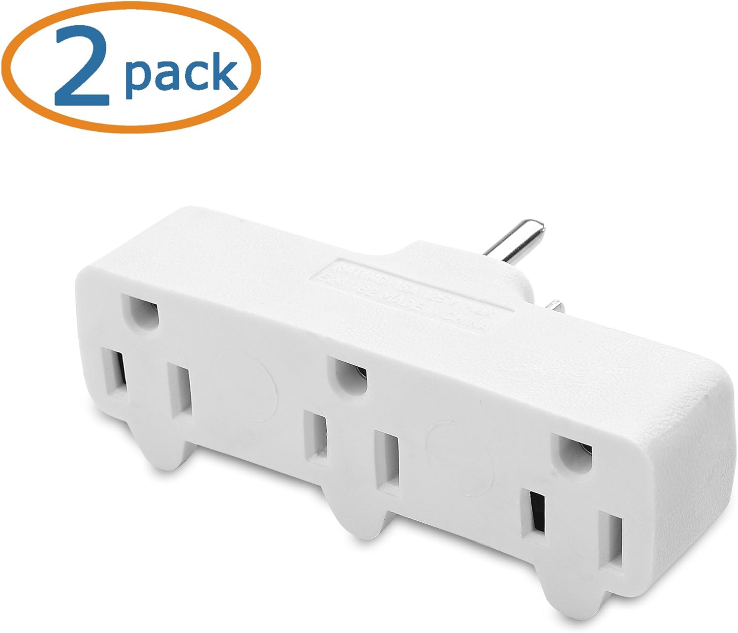 Cable Matters 2-Pack Spaced 3 Outlet Grounded Outlet Extender Wall Tap - - 