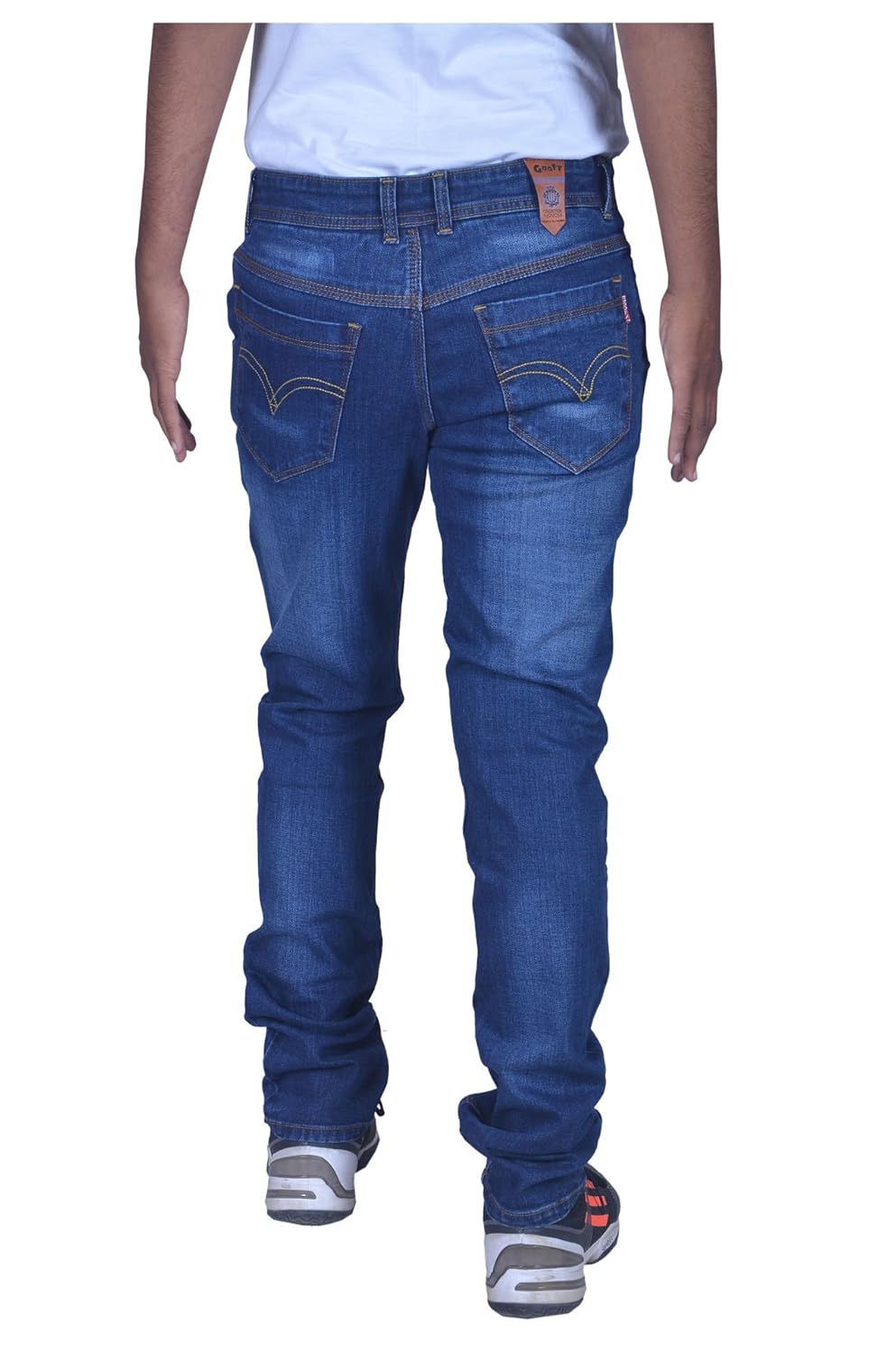 designer jeans with cross on back pocket