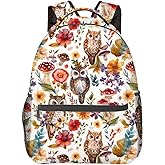 Adorable Owl & Mushroom Backpack, Travel School Laptop Polyester Cute Bird Backpacks for Women Kids, Work Sports Back Pack Casual Daypack, Lightweight Rucksack Gifts for Hiking Camping Gym