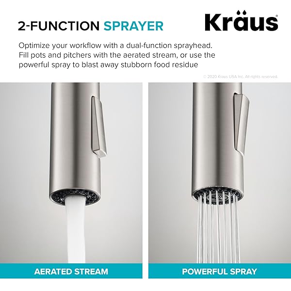KRAUS OLETTO SINGLE HANDLE PULL DOWN KITCHEN FAUCET IN SPOT-FREE BRUSHED BRASS, KPF-2820BB