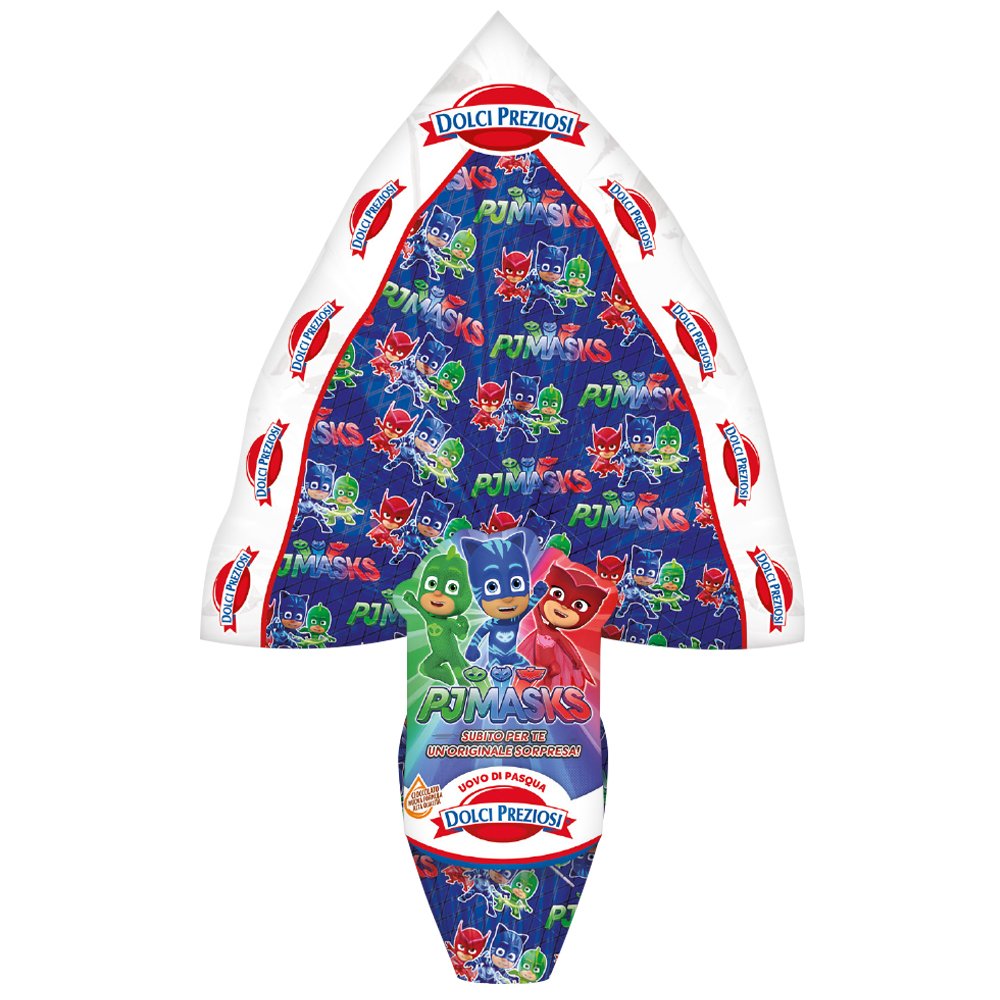 Uovo di Pasqua PJ MASKS con SORPRESA da 320 gr Finissimo cioccolato al latte DOLCI PREZIOSI Gattoboy Gufetta Gekko Super pigiamini Pj Masks 320 gr