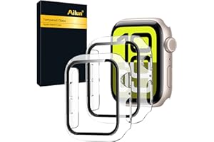 Ailun for Apple Watch SE 3/SE 2023/Series 6/5/4/SE Screen Protector [44mm], Ultra-Thin Hard PC Case Built in Tempered Glass for iWatch, Shockproof Cover with Button [2 Pack][Clear]