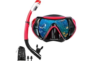 DIPUKI Snorkel mask Snorkeling Set for Adults and Youth, Diving mask and Full Dry Snorkel Swim Googles is Suitable for Snorkeling, Dive Scuba Diving, Swimming