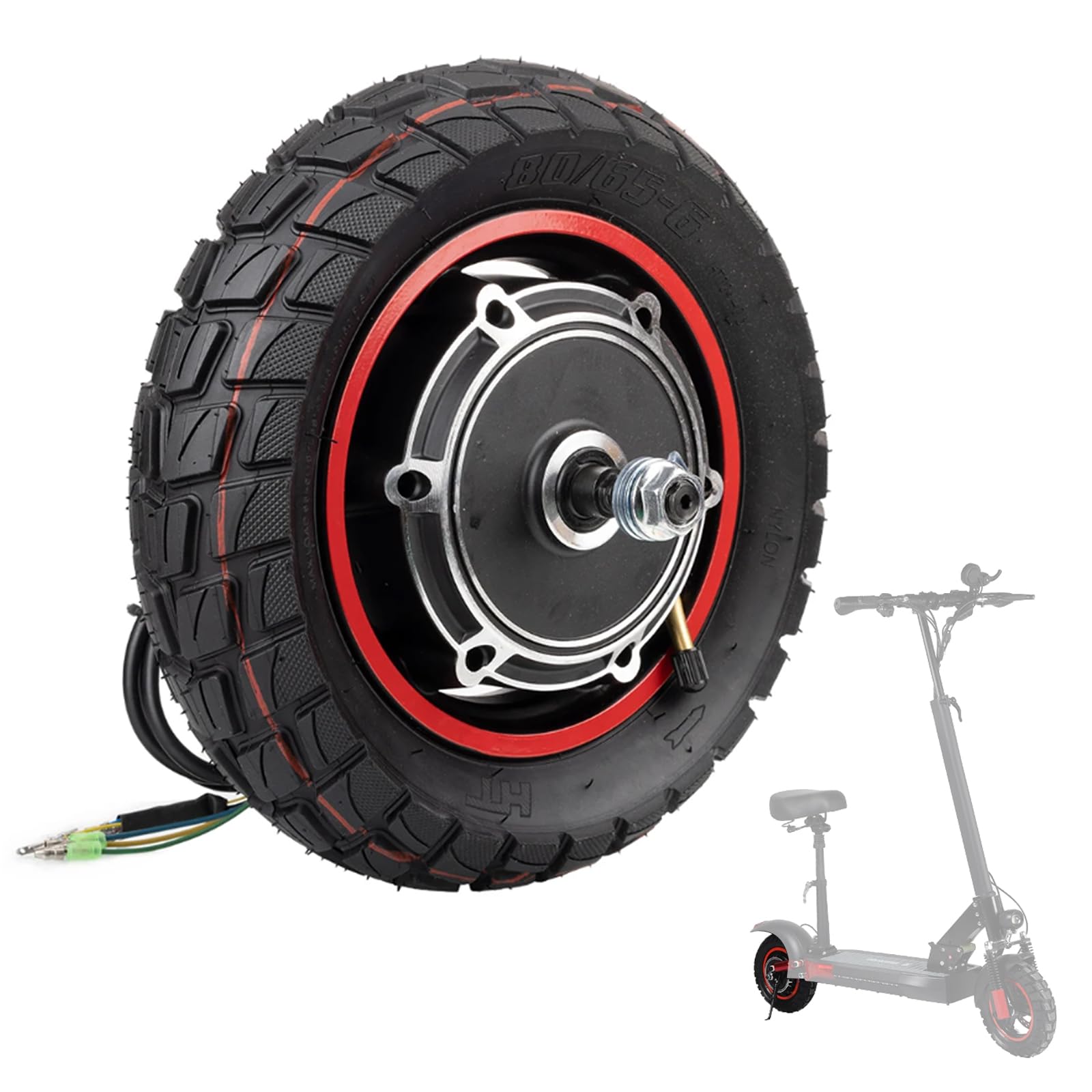 Electric Scooter Hub Motor, E-Scooter Hub Motor with Solid Rubber-Tires 48V 800W Rear Drive Wheel Tires for Kugoo M4/M4PRO 10 Inch Rear Wheel Motor