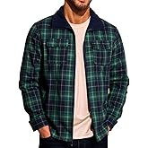 Yousify Mens Sherpa Lined Shirt Jacket Casual Long Sleeve Plaid Shacket Flannel Fleece Full Zip Jacket