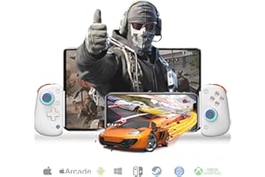 KOIIKO Wireless Controller D8 Pro for 13in iPad, Tablet, iOS/Android/PC/Switch/PS4, 7-color RGB, Mobile Cloud Game, Streaming on PS/Xbox/PC Console, iPhone 16/15/14, Hall Effects Joysticks with Linear Trigger White