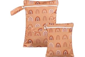 OPGROEIE 2 Sizes Wet Bags, Waterproof Storage Bag for Baby Diapers and Pump Parts, Reusable Diaper Bag with Zippered Pockets and Handle, Travel Bags, Beach, Pool, Gym Bag for Swimsuits & Wet Clothes, Set of 2