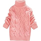 Toddler Girls Turtleneck Sweater Baby Boys Chunky Cable Knit Pullover Sweater Kids Winter Long Sleeve Cotton Sweatshirts