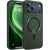 Shiiuou Magnetic for iPhone 17 Pro Case, [Anti-Slip] [Military-Grade Drop Protection] [Camera Protection] Skin-Friendly Slim Matte Shockproof Protective for iPhone 17 Pro Phone Case, Forest Green