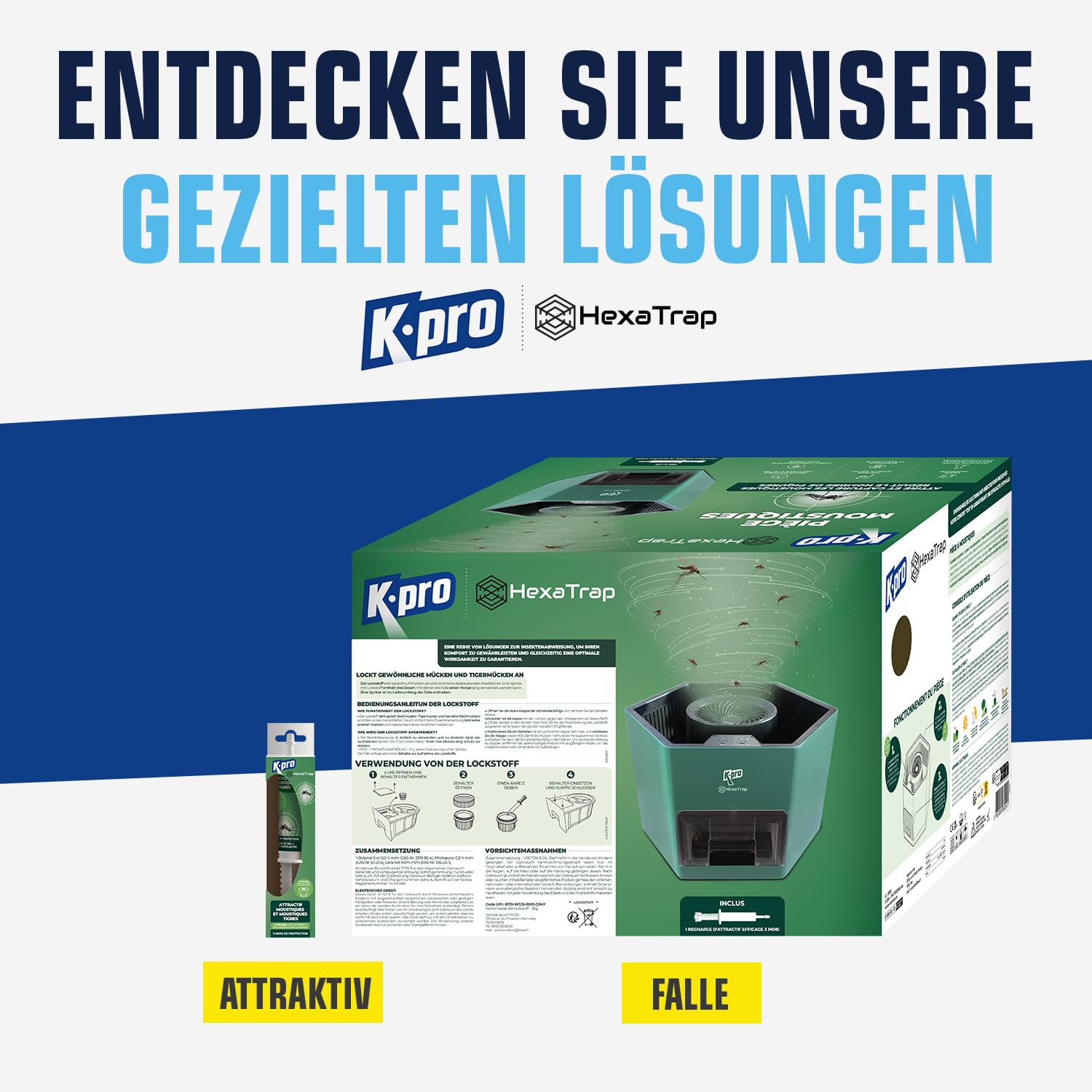 K.PRO Elektrische Mückenfalle + 1 Lockstoff-Spritze 5