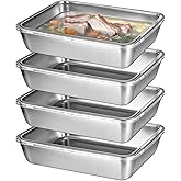 4 Pcs Stainless Steel Food Containers with Clear Lids, Fresh- Keeping Container, Deli Meat Keeper for Refrigerator, Stackable Snack Storage Boxes for Picnic BBQ Party Travel, Freezer & Dishwasher Safe