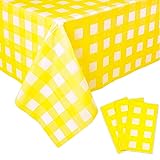 Kesfey 3 Packs Yellow Gingham Tablecloth 54 x 108
