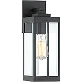 Quoizel Westover Modern Wall Sconce, 14.25 Inch Earth Black 1-Light Outdoor Light Fixture, Clear Beveled Glass Wall Lantern, 