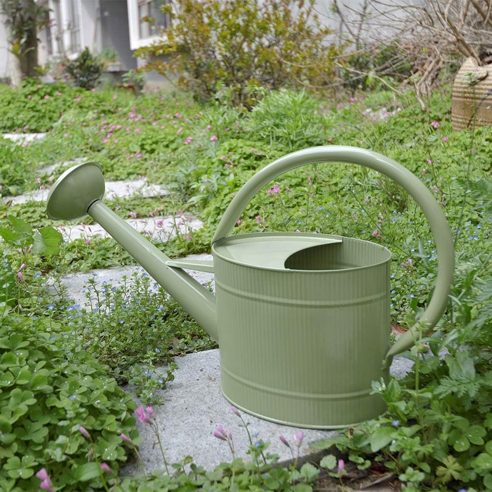 HORTICAN Galvanized Watering Can Modern Style Watering Pot with Handle and Rosehead for Outdoor and Indoor House Plants (1.3 gal/Green) : Garden & Outdoor