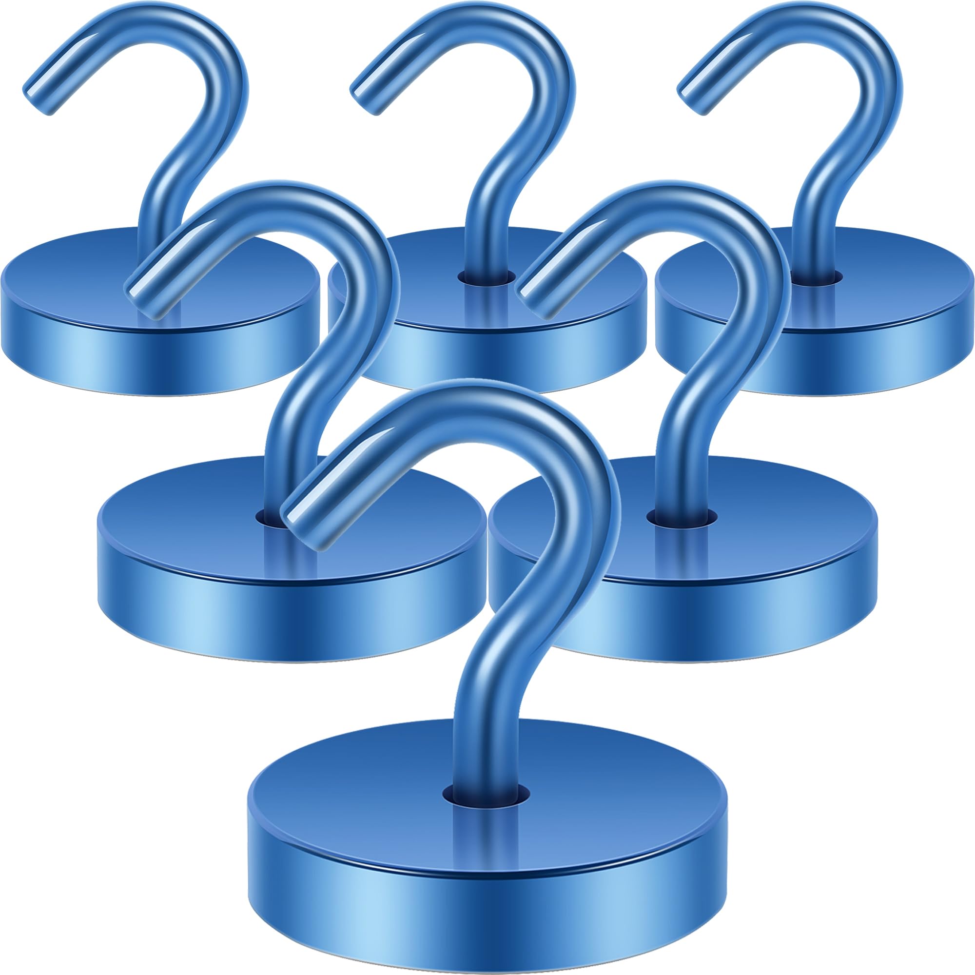 Neosmuk 120lb Extra Strong Magnetic Hooks, Pack of 6, Navyblue, Heavy Duty, Steel with Neodymium Magnet, Modern Minimalist Style, Ideal for Cruise, Cabin, Wall, Door, Fridge, Van, Kitchen, Ceiling