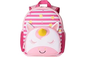 Hairao Toddler Backpack for Girls, Unicorn Preschool Backpack, Baby Girls Bookbag Age 2-6, Neoprene Animal Schoolbag