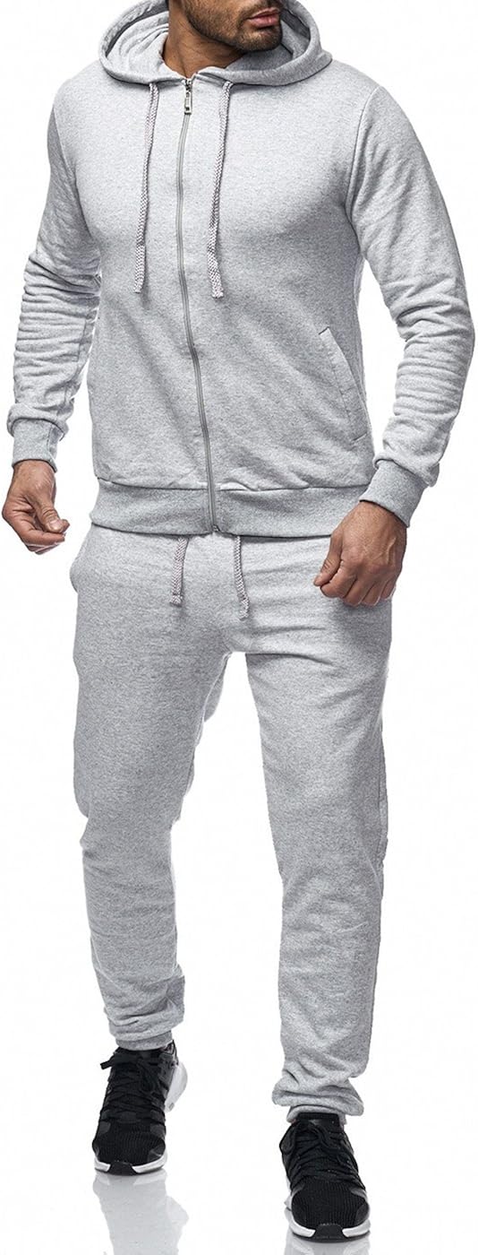 Plain Colour Men's Jogging Suit Jacket Sports Trousers Fitness Hoodie