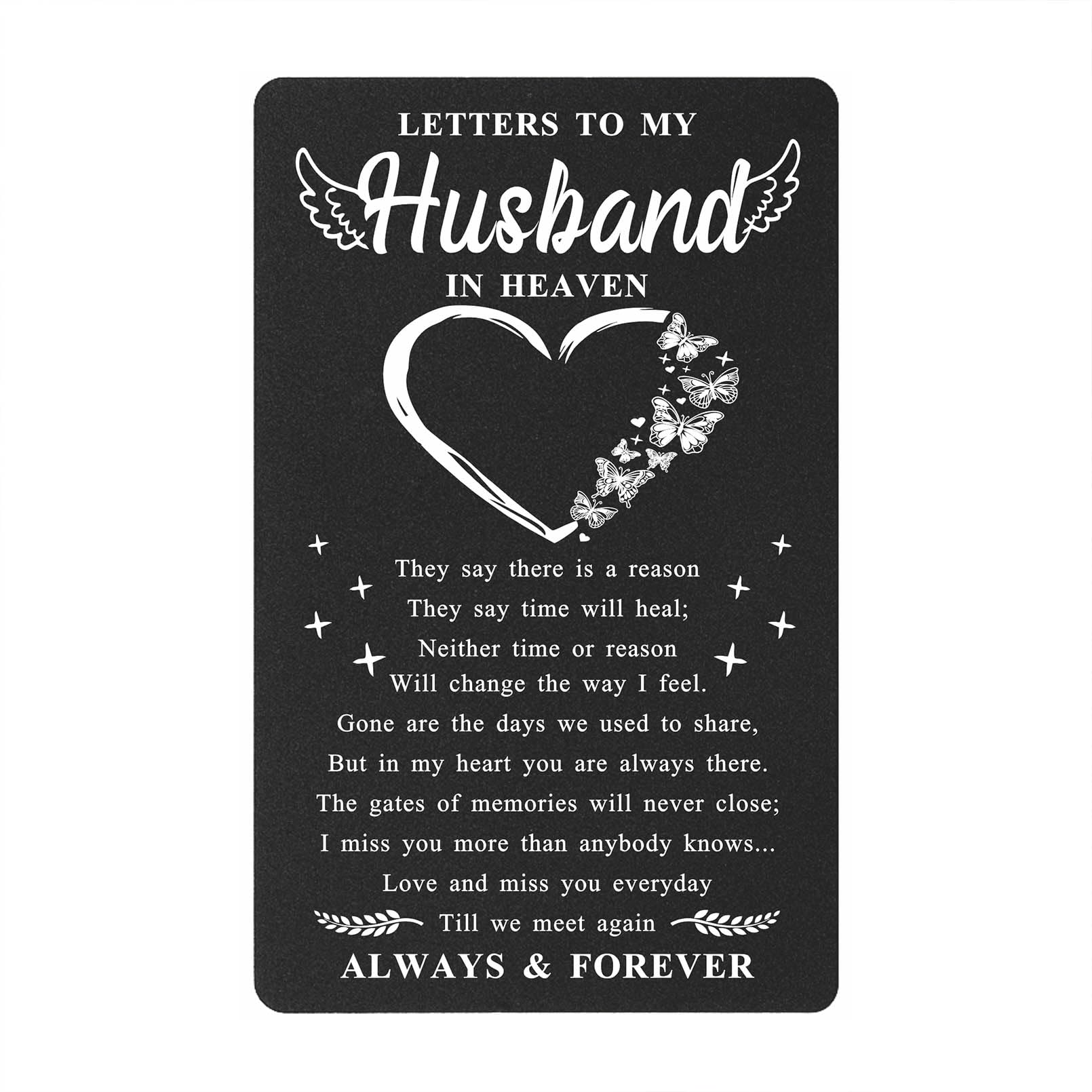 Memorial Card for Loss of Husband- Letters to My Husband from Heaven Gifts- Husband Sympathy Remembrance Bereavement