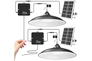 APILAB Solar Shed Light Indoor Outdoor, 2000LM Daytime Available Pendant Light with Pull String, Dusk to Dawn, 3 Lighting Modes Solar Lights Indoor, IP65 Waterproof for Barn, Gazebo, Shop, Garage