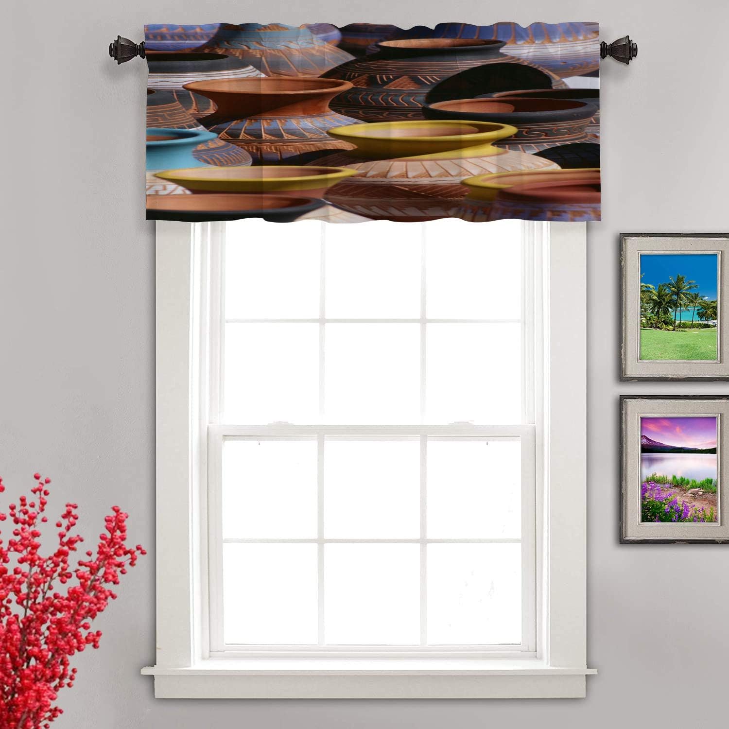 Amazoncom Shrahala Native American Kitchen Valances Half Window Curtain