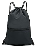 Holyluck Men & Women Sport Gym Sack Drawstring Backpack Bag - Black