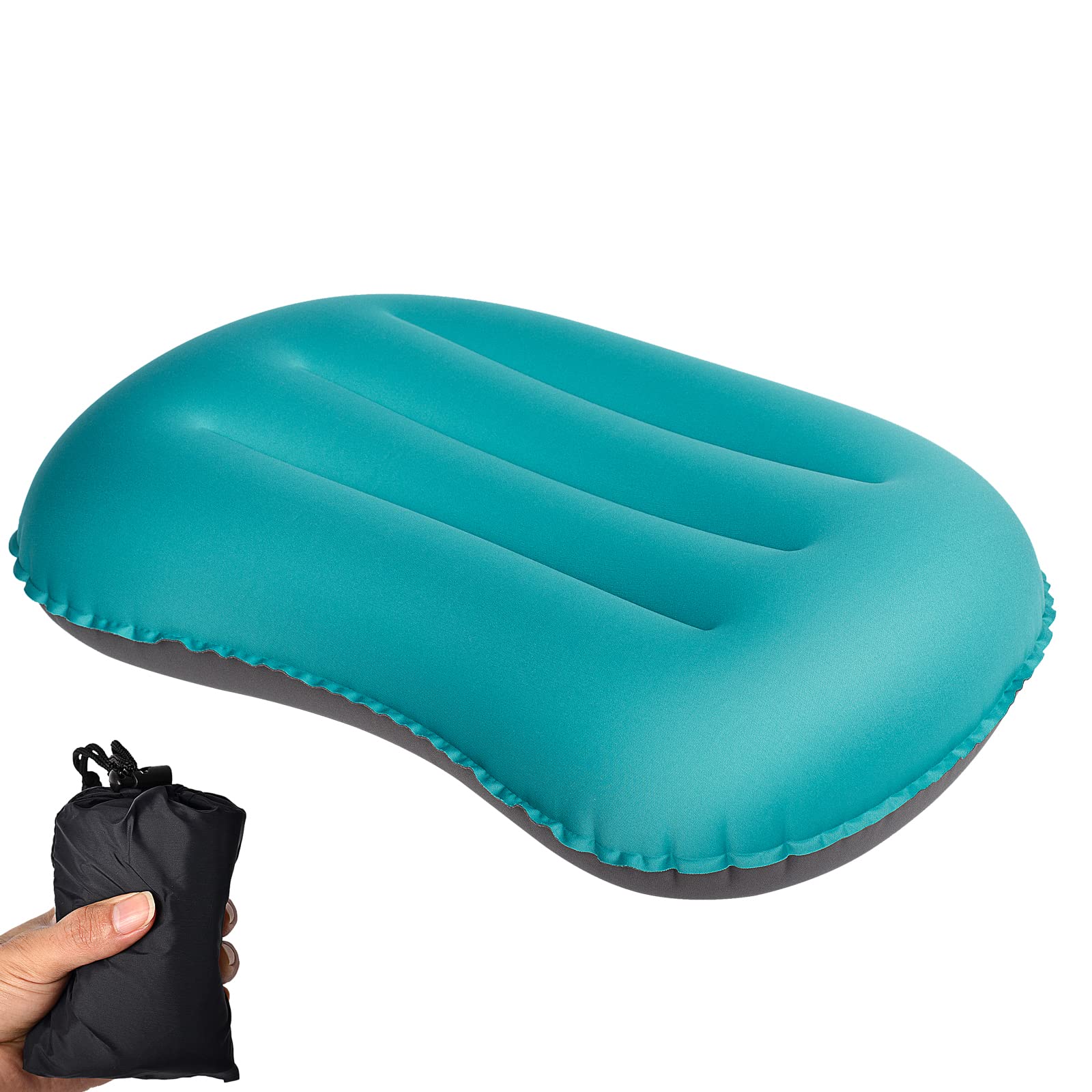 ChanYu Ultralight Camping/Inflating Travel Pillow, 3.5 oz Compressible, Comfortable, Ergonomic Camping Pillow with Storage Bag, for Neck & Lumbar Support Camping, Backpacking, Hiking Traveling (Blue)