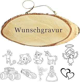 Türschild mit Gravur - Name + Spruch + Motiv möglich - aus Holz mit Kordel, Willkommensschild, Familienschild, personalisiertes Holzschild als Wandbrett, Dekoration oder Geschenkidee