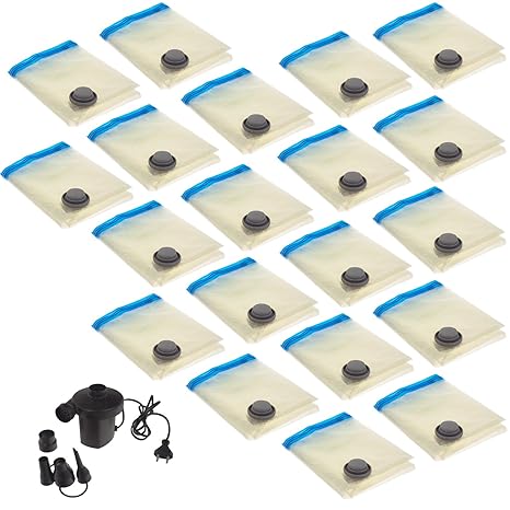 Smartfox 20er Packung *80x60cm* Vakuum Aufbewahrungssystem, Kunststoff, Transparent mit Luftpumpe