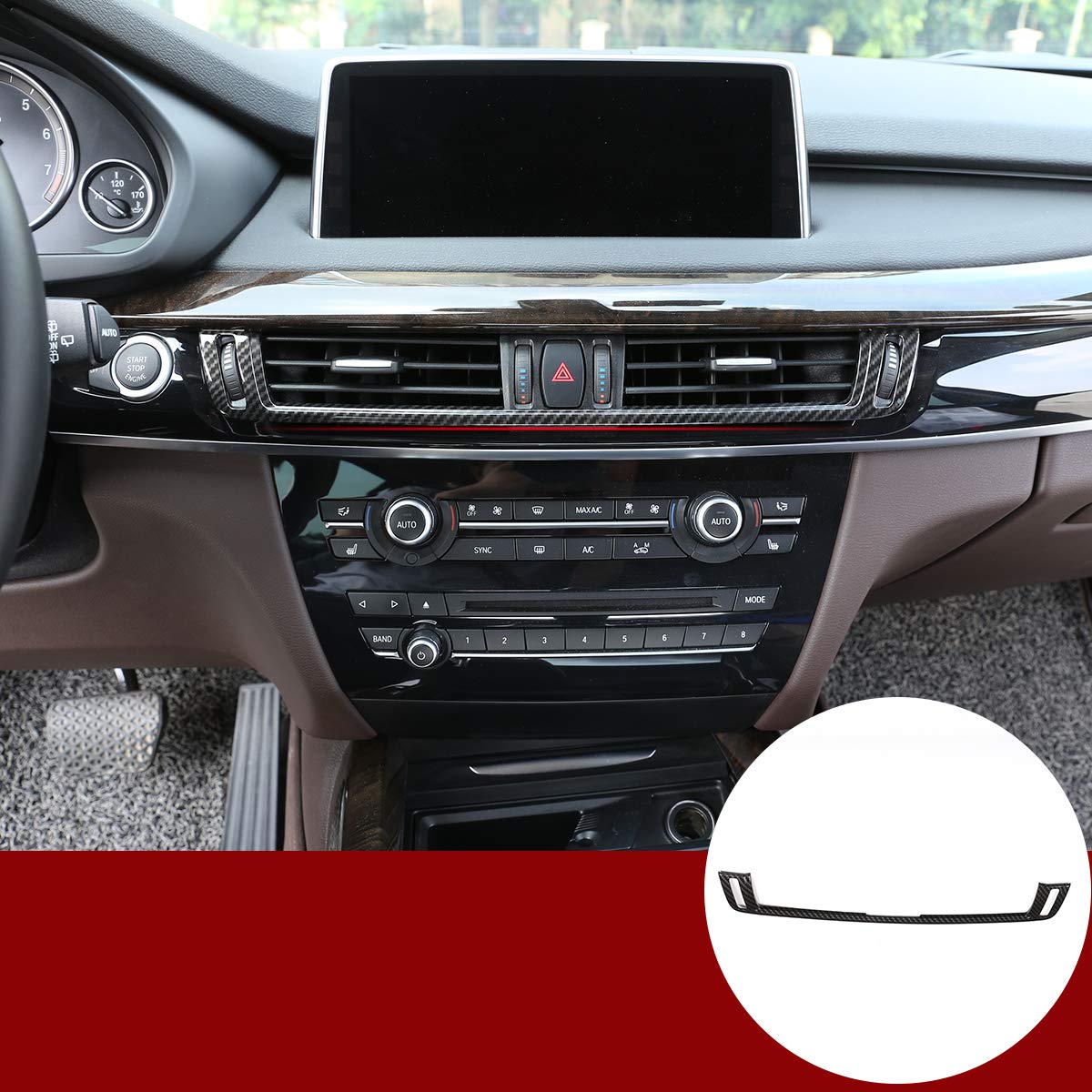 YIWANG Carbon Fiber Style Center Console Air Conditioning Vent Cover Frame Trim For X5 F15 2014 2015 2016 2017 2018,X6 F16 2015 2016 2017 2018 Car Accessories