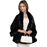 ELFJOY Bridal Faux Fur Shawl and Wraps for Weddings Faux Fur Coat Women Luxury Evening Dresses Fluffy Cape for Women