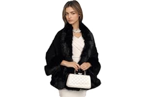 ELFJOY Bridal Faux Fur Shawl and Wraps for Weddings Faux Fur Coat Women Luxury Evening Dresses Fluffy Cape for Women